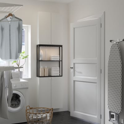 ENHET Combinación de almacenamiento, carbón/blanco, 61x17x229 cm