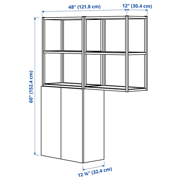 ENHET Combinación de almacenamiento, carbón/blanco, 122x32x152 cm