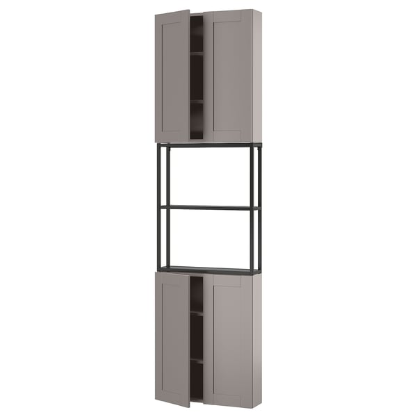 ENHET Combinación de almacenamiento, carbón/marco gris, 61x17x229 cm