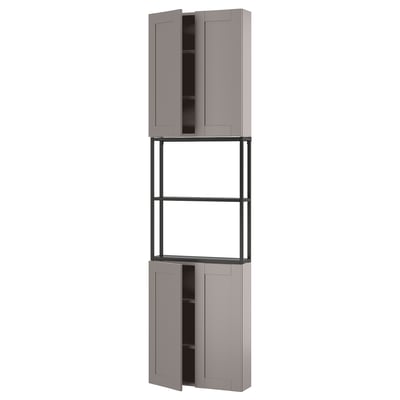 ENHET Combinación de almacenamiento, carbón/marco gris, 61x17x229 cm