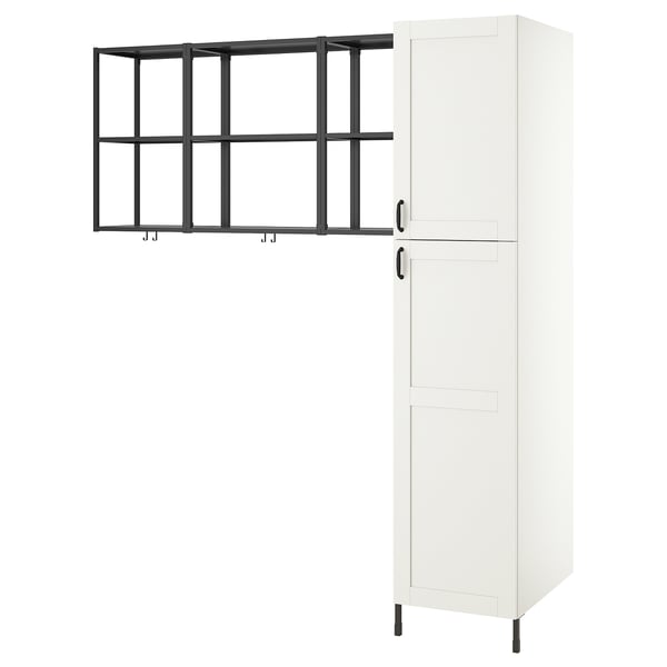 ENHET Combinación de lavandería, carbón/marco blanco, 198x62.9x214.6 cm