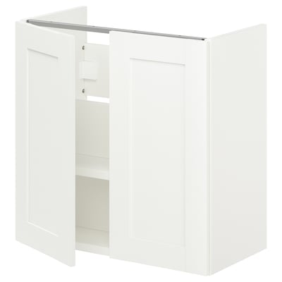 ENHET Gabinete bajo p/lavabo c/2 puertas, blanco/blanco Estructura, 61x32x61 cm