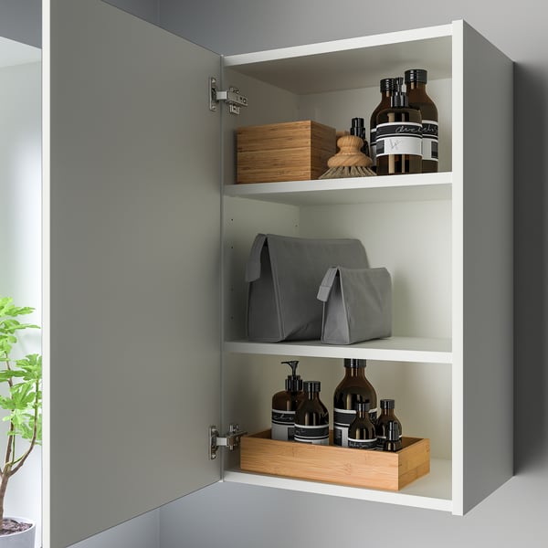 ENHET Gabinete de pared 1 prta c/espejo, blanco, 46x32x76 cm
