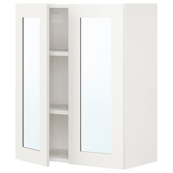 ENHET Gabinete de pared 2 prtas c/espejo, blanco/blanco Estructura, 61x32x76 cm