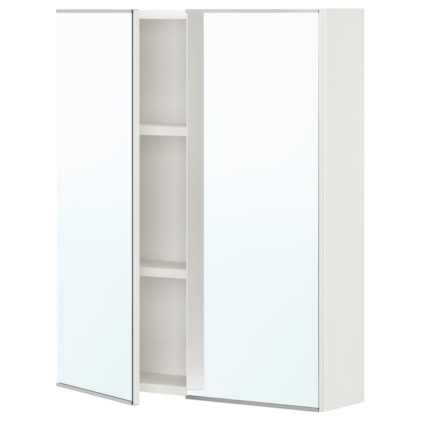 ENHET Gabinete de pared 2 prtas c/espejo, blanco, 61x17x76 cm