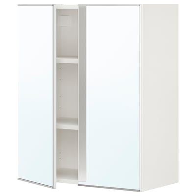 ENHET Gabinete de pared 2 prtas c/espejo, blanco, 61x32x76 cm
