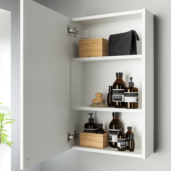 ENHET Gabinete de pared con 1 puerta, blanco, 46x17x76 cm
