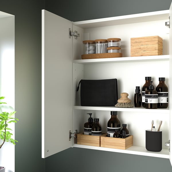 ENHET Gabinete de pared con 2 puertas, blanco, 61x17x76 cm