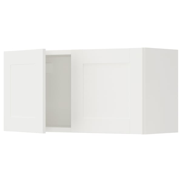 ENHET Gabinete de pared con puertas, blanco/blanco Estructura, 76x32x38 cm