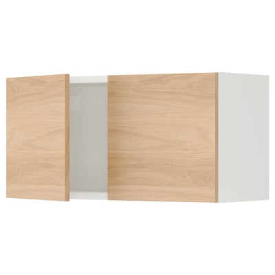 ENHET Gabinete de pared con puertas, blanco/efecto roble, 76x32x38 cm