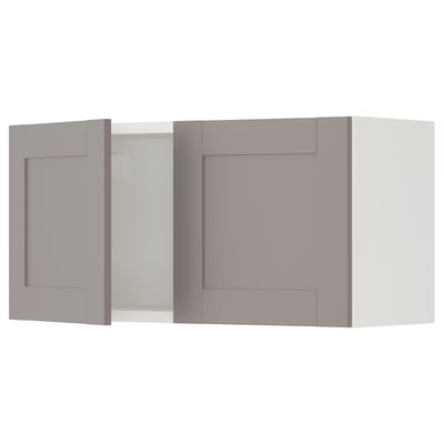 ENHET Gabinete de pared con puertas, blanco/gris Estructura, 76x32x38 cm