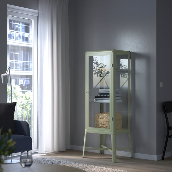 FABRIKÖR Vitrina, gris-verde claro, 57x150 cm