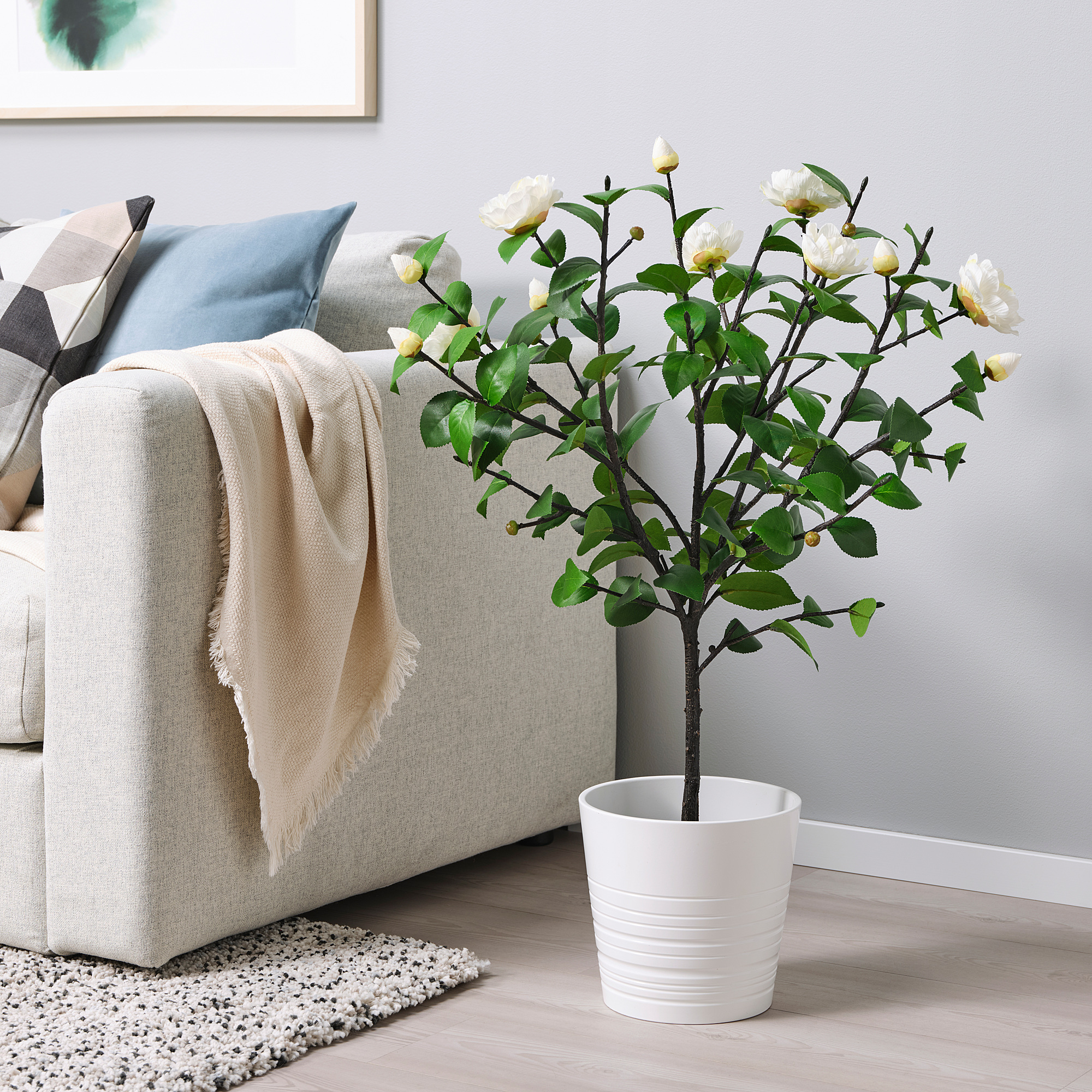 FEJKA Planta artificial, int/ext/Camelia blanco, 19 cm IKEA