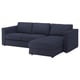 FINNALA Sofá 3 asientos con chaise, Orrsta negro-azul