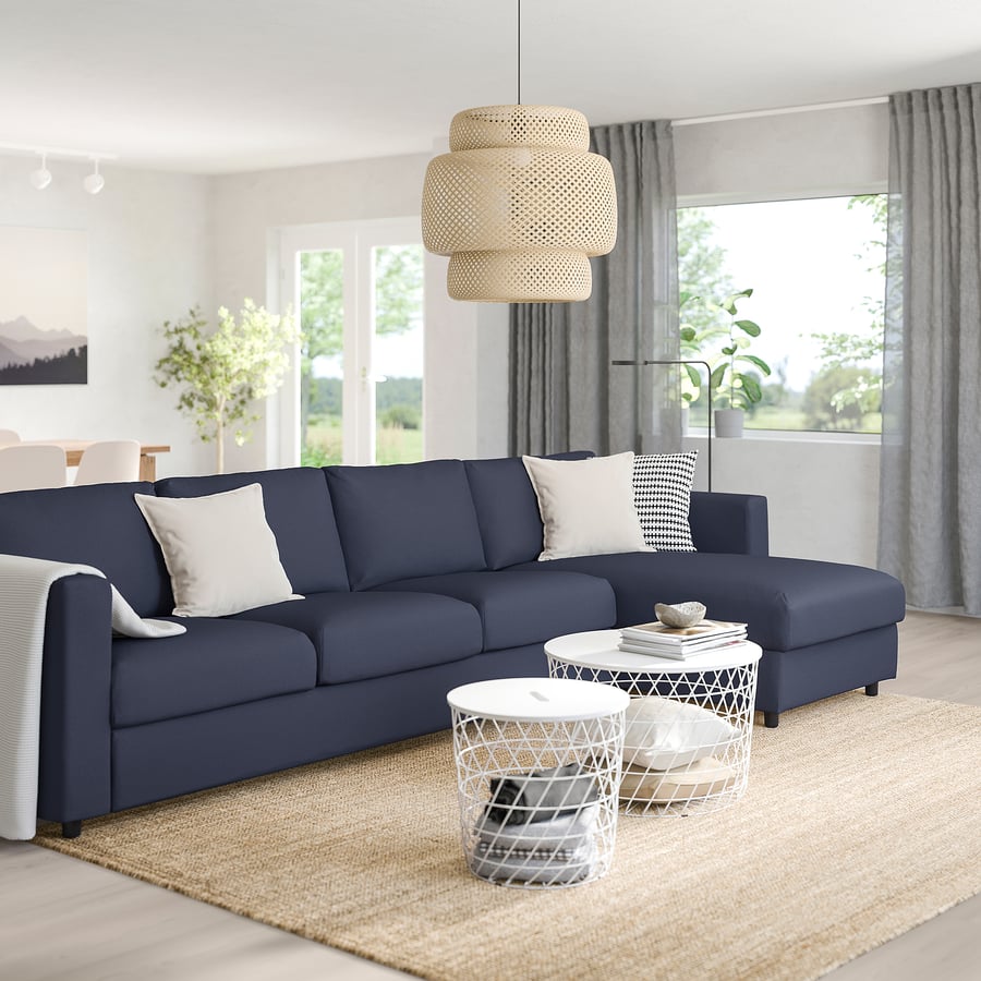 FINNALA Sofá 4 asientos, +chaiselongue/Orrsta negroazul IKEA Mexico