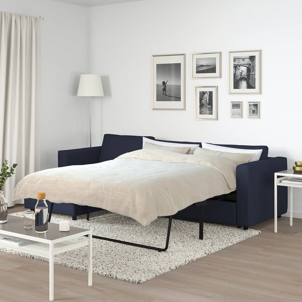 FINNALA Sofá cama 3 asien+chaiselongue, Orrsta negro-azul