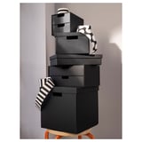 FJÄDERHARV Caja para almacenamiento con tapa, carbón, 25x35x8 cm
