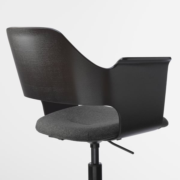 FJÄLLBERGET Silla sala de juntas, chapa fresno c/tinte negro/Gunnared gris oscuro