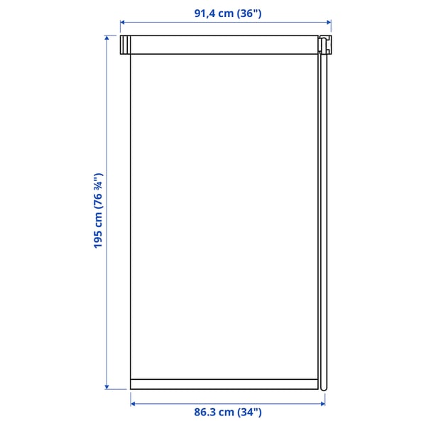 FRIDANS Persiana enrollable, bloqueo de luz, blanco, 91.4x195 cm