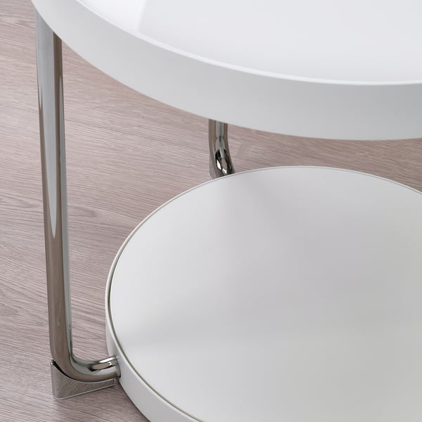 FRÖTORP Mesa de centro/auxiliar, juego de 2, blanco cromado/blanco vidrio