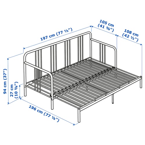 FYRESDAL Estructura de diván-cama, negro, Individual