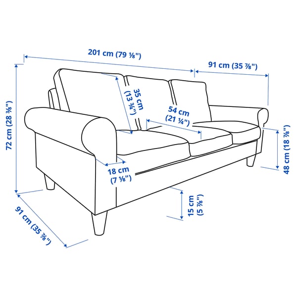GAMMALBYN Sofá con 3 asientos, beige