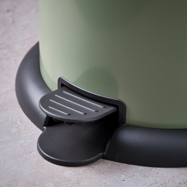 GÅNGSKYFFEL Bote de basura con pedal, verde grisáceo, 9 l