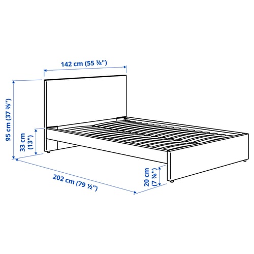 GLADSTAD Base de cama tapizada, Kabusa gris claro, Matrimonial