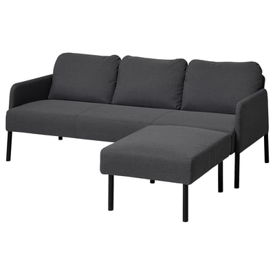 GLOSTAD Sofá 3 plazas con chaise, Knisa gris oscuro
