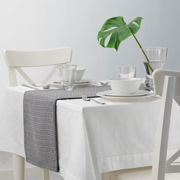 GODDAG Camino de mesa, negro/blanco, 35x130 cm - IKEA