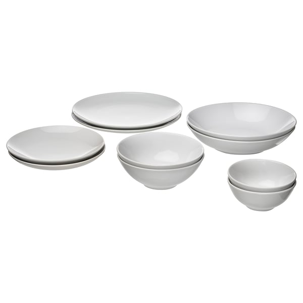 GODMIDDAG Juego para servir, 10 piezas, blanco
