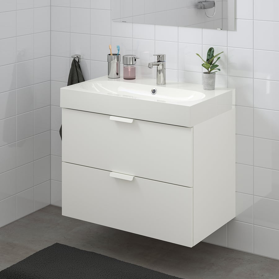 / BRÅVIKEN Mueble de lavabo con 2 cajones, Blanco/grifo Brogrund IKEA / BRÅVIKEN Mueble de lavabo con 2 cajones, Blanco/grifo Brogrund IKEA