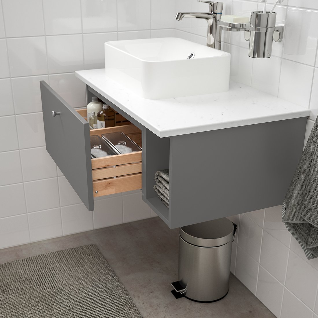 GODMORGON Gabinete abierto, Gillburen gris oscuro, 20x45x29 cm - IKEA