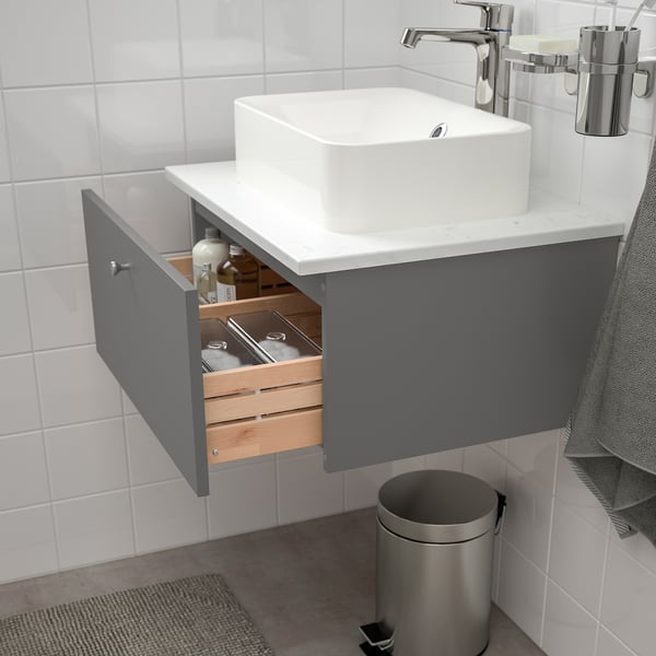 GODMORGON Mueble de lavabo con cajón, Gillburen gris oscuro, 60x47x29