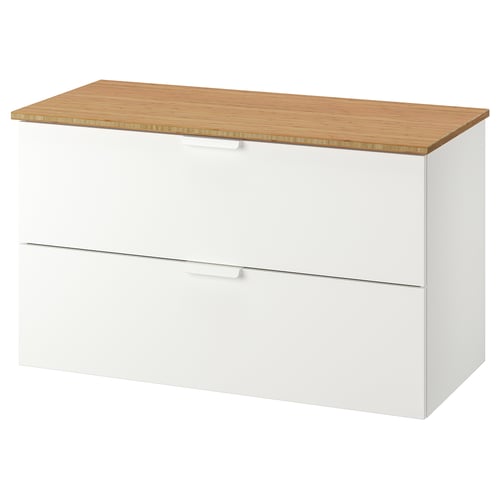 GODMORGON / TOLKEN Mueble de lavabo con 2 cajones - blanco/bambú - IKEA
