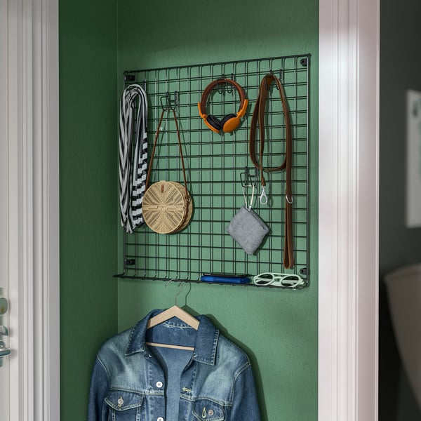 GREJIG Rejilla de pared con riel, gris, 58x59 cm