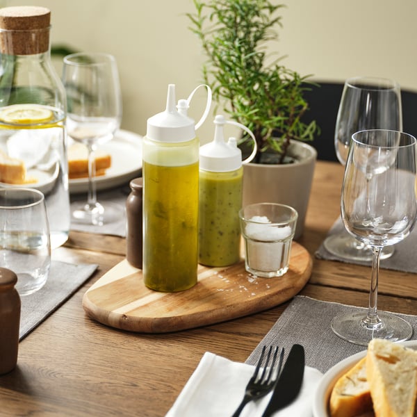 GRILLTIDER Contenedor exprimible, blanco/transparente, 330 ml