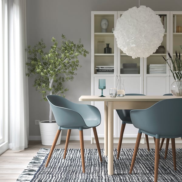 GRÖNSTA Silla con reposabrazos, int/ext, gris turquesa