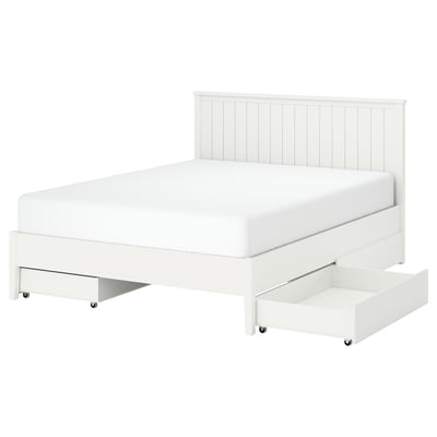 GULLABERG Base de cama con 4 cajones, blanco, King