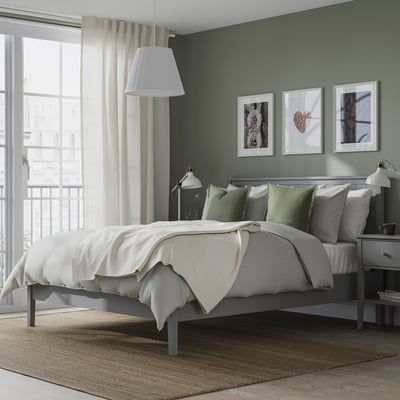 GULLABERG Base de cama, gris/Luröy, Queen