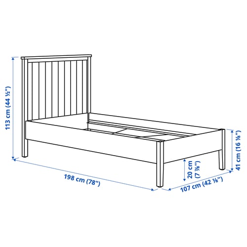 GULLABERG Base de cama, gris, Individual