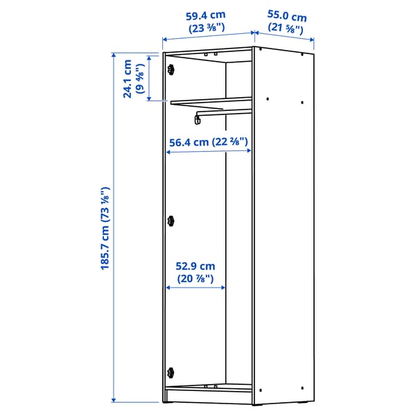 GURSKEN Clóset c/2 puertas, beige claro, 59x55x186 cm