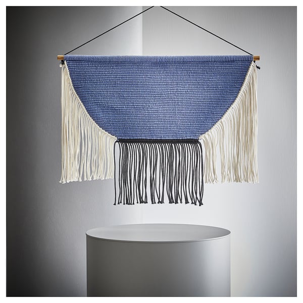 HÄNGALM Textil colgante, beige negro/lila azulado claro, 85x60 cm