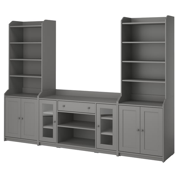 HAUGA Combinación de almacenamiento, gris, 279x46x199 cm