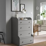 HAUGA Cómoda de 4 cajones, gris, 70x104 cm
