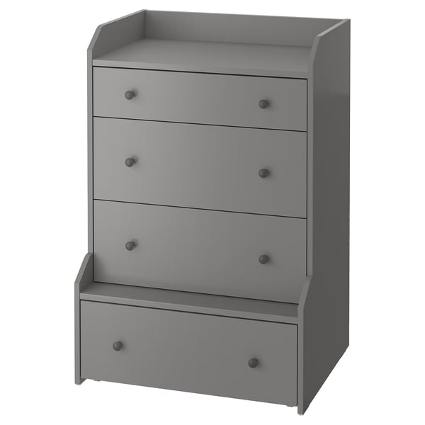 HAUGA Cómoda de 4 cajones, gris, 70x104 cm