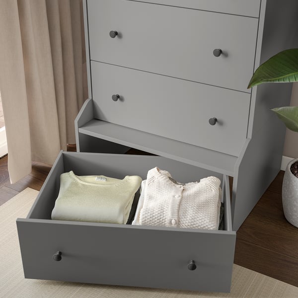 HAUGA Cómoda de 4 cajones, gris, 70x104 cm
