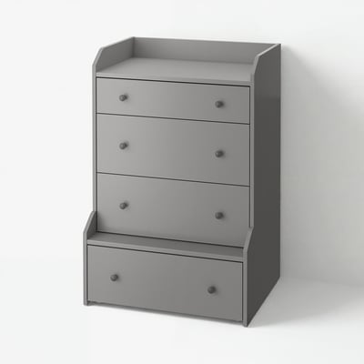 HAUGA Cómoda de 4 cajones, gris, 70x104 cm