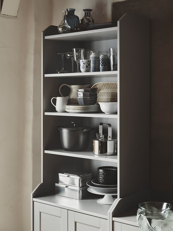HAUGA Gabinete alto con 2 puertas, gris, 70x199 cm