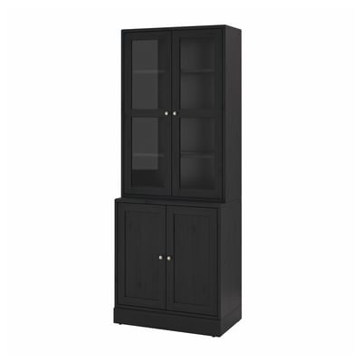 HAVSTA Almacenaje c/puertas de vidrio, negro, 81x47x212 cm